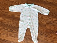 Vintage OshKosh Animal Print One Piece Footie Sleeper White size 9 Mo.