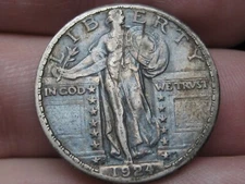 1924 S Silver Standing Liberty Quarter, San Francisco, XF/AU Details, Toned