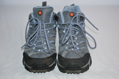 Merrell Vibram Womens Mid Hiking Trail Boots Shoes Grey Periwinkle Sz 8.5