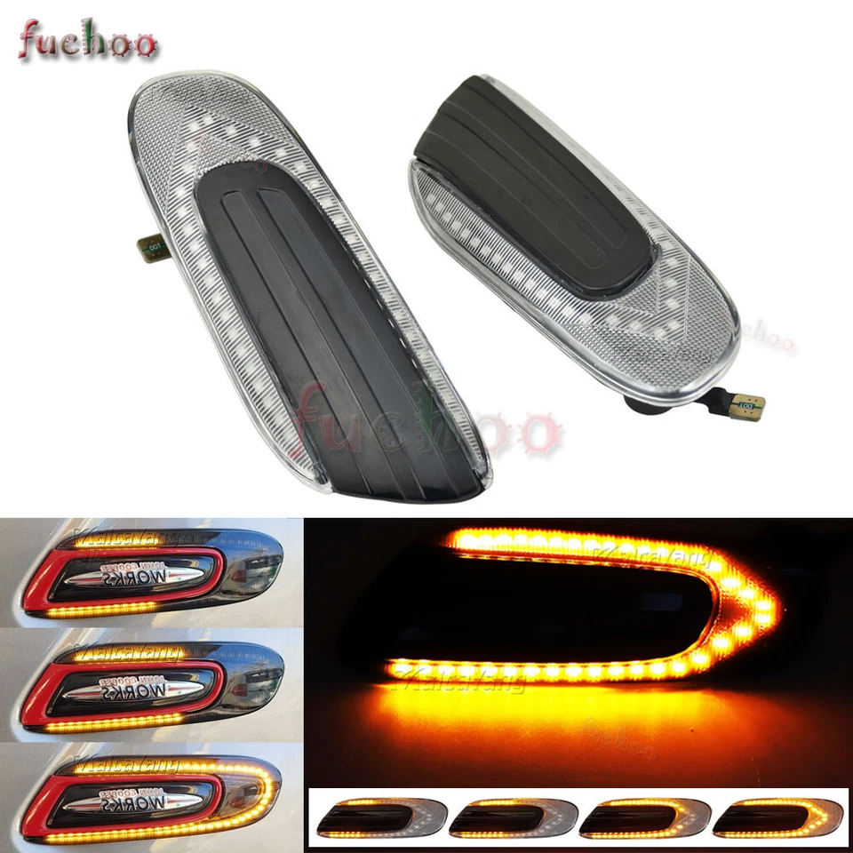 2x For Mini Cooper F55 F56 F57 2014-UP LED Dynamic Side Marker Light Turn Signal - Изображение 2 из 3
