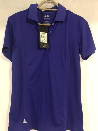 Adidas Ladies Golf Polo Puremotion M Purple Short Sleeves Athletic New /tags - Picture 9 of 9