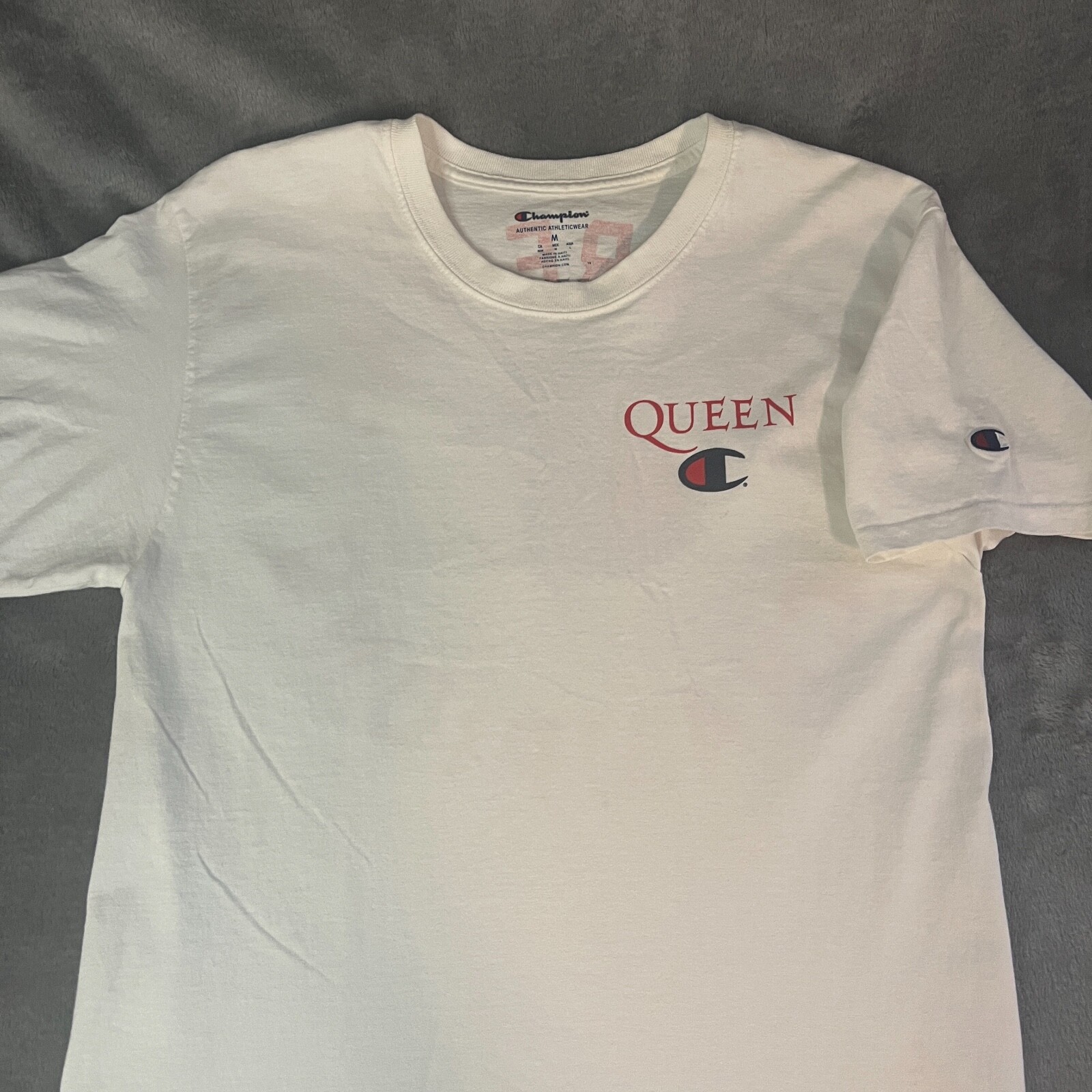 VINTAGE Champion Queen Shirt Adult Medium White We Are The Champions Rock RARE image 2