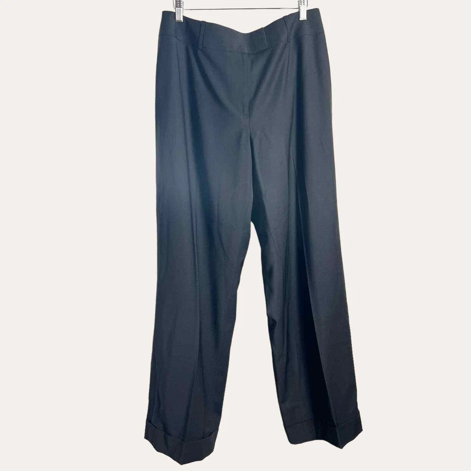 Pantalón Talbots Clásico Pierna Ancha Negro Elástico Mezcla Lana Talla 14 Ancho