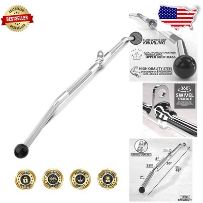 Versatile 48-Inch LAT Bar with Knurled Grip for Enhanced Cable Machine Workouts