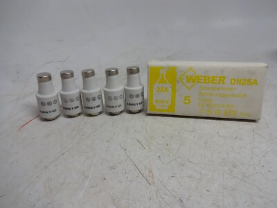 Lot of 5 Weber  DT II 25A 500V Ceramic Fuse DTII25A 25 Amp 500 Volts