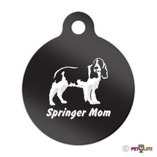 Springer Mom Engraved Keychain Round Tag w/tab spaniel english Many Colors