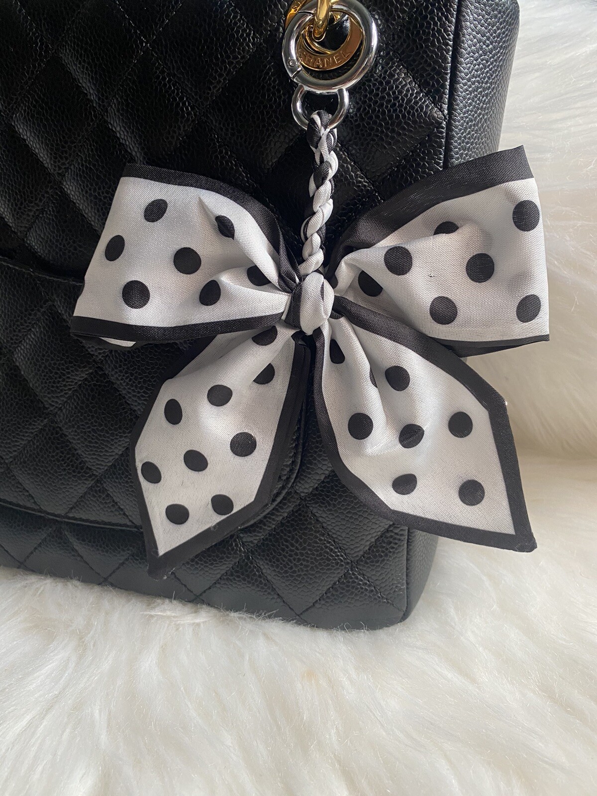 Polka Dot Scarf Bow Charm Clip for Handmade Women's Fashion Bags & Purses-image