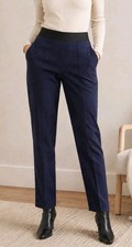 Simply Vera Vera Wang Womens S Navy Slim Straight Pants Black Waist Stretch