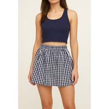 Abercrombie  Fitch Navy Gingham Mini Skirt Size Small