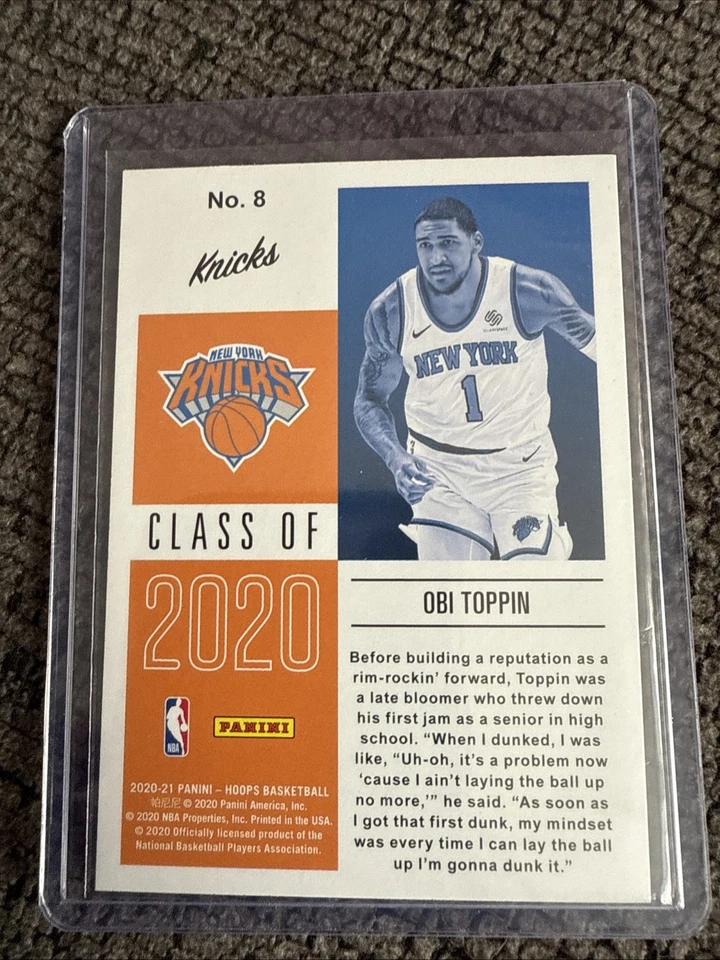 2020-21 Panini NBA Hoops OBI TOPPIN #8 Class of 2020 I Rookie Card - Image 2 of 2