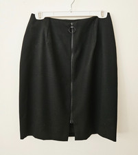 Vintage - Full Zipper Wool Skirt Black - Size 10. Excellent Condition