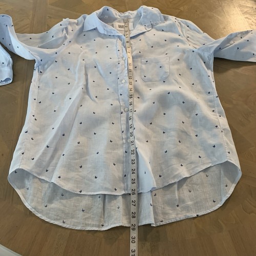 Grayson Frank & Eileen the Hero shirt blouse size 4 Blue Linen Butterfly Print - Bild 11 von 11