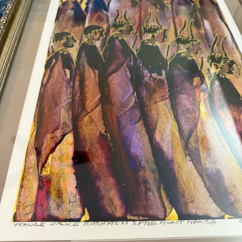 DAVID N'LALA, NAMIBIA MODERNISTA EXPRESIONISMO ÓLEO ACRÍLICO PAPEL AFRICANO Foto 2 de 4