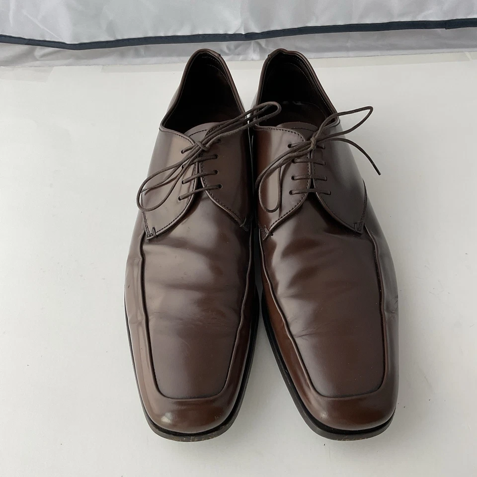 Prada 1598 Brown Leather Dress Lace Up Oxford Shoes Men’s Size 11 EU 12 US - Image 2 of 4