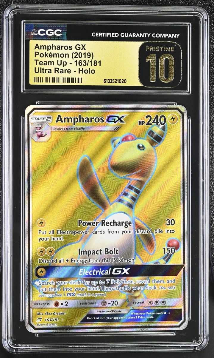 Pokemon Ampharos GX 163/181 Ultra Rare Team Up - CGC 10 PRISTINE Pokemon Ampharos GX 163/181 Ultra Rare Team Up - CGC 10 PRISTINE