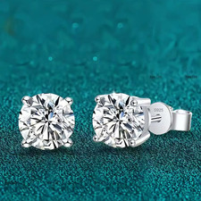 2.0Ct Moissanite Earrings for Women Lab Grown Diamond Ear Studs Sterling Silver 