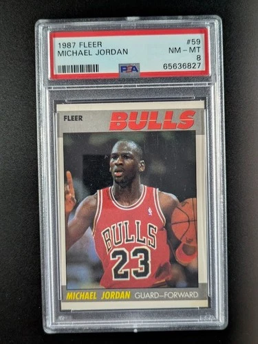 1987-88 Fleer Basketball MICHAEL JORDAN Vintage Chicago Bulls #59 PSA 8
