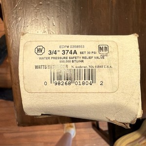 Watts 374A 3/4 in Bronze Water Pressure Safety Relief Valve 30 PSI Manual
