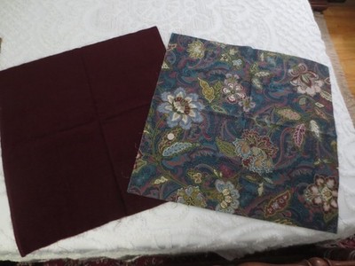 4926.  JACOBEAN FLORAL COTTON FABRIC w/ Corduroy Back for 26'' x 26'' PILLOW