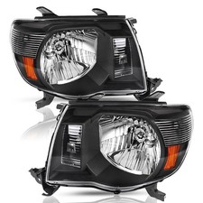 Replacement Headlight For 2005-2011 Toyota Tacoma Black Housing Amber Reflector