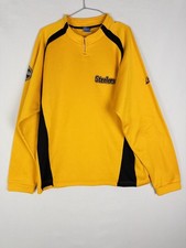 VTG NFL Reebok Steelers NFL Pullover Q Zip Mens L Yellow Super Bowl Champions