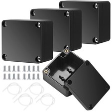 4 Pcs IP65 Waterproof Junction Boxes, Black Plastic External Electrical 