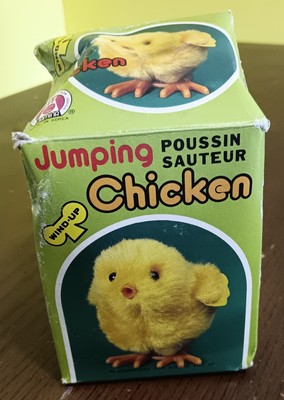 Vintage Jumping Chicken Pet Wind Up Toy Cute Easter Made In Korea