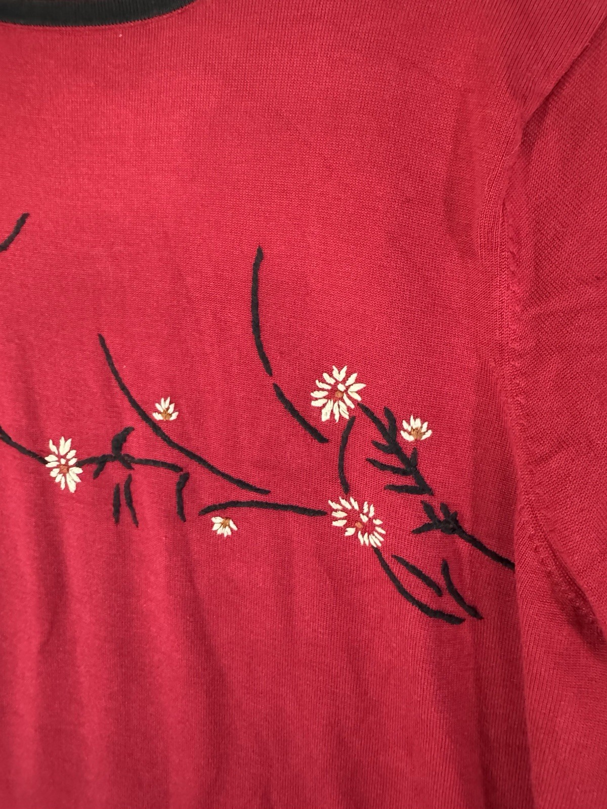 pendleton Red Black Pullover With Embroidery Silk… - image 3