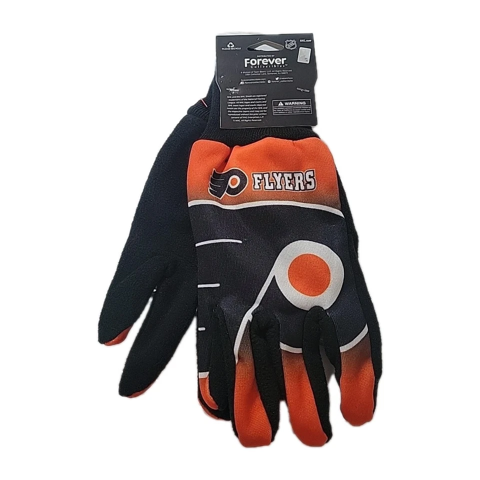 NOVAS LUVAS DE MENSAGENS DE HÓQUEI PHILADELPHIA FLYERS NHL NOVAS COM ETIQUETAS, UNISSEX TAMANHO ÚNICO - Imagem 2 de 4
