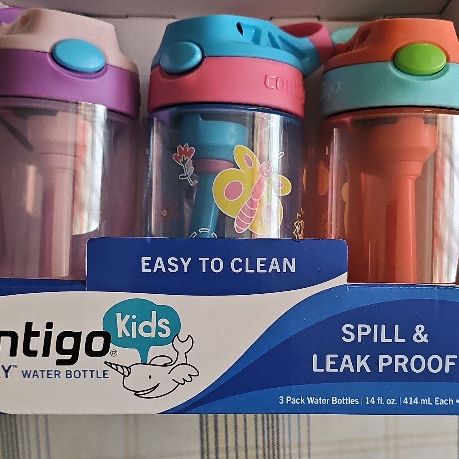 3 Pack Spill & Leak Proof 14 Fl Oz With Straw