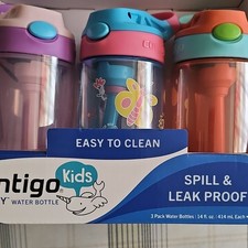 Contigo Kids Water Bottle 3 Pack Spill Leak Proof 14 fl oz With Straw