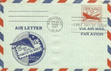 FDC UC16 - 10¢ Skymaster - Letter Sheet - 4/29/1947 - Washington, DC - Staehle