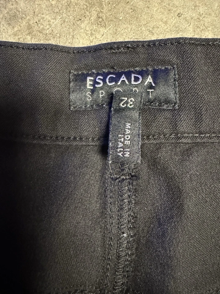 Pantalones de mezclilla deportivos Escada para mujer talla 32 negros ajustados elásticos Foto 3 de 4