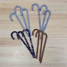 12 Handmade Homespun Vintage Fabric Wrapped Candy Canes Ornaments Bowl Filler