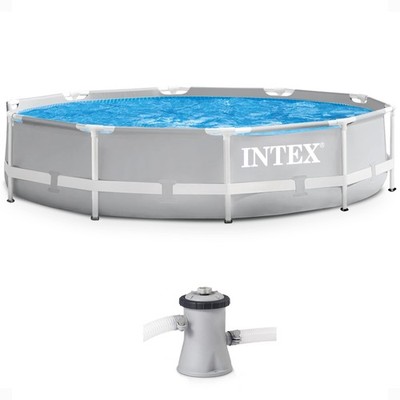 Intex 10' x 30'' Above Ground Metal Frame Pool with 330 GPH Filter Pump(Open Box)