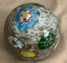 Vintage Murano Millefiori Art Glass Paperweight 2x2 Italy