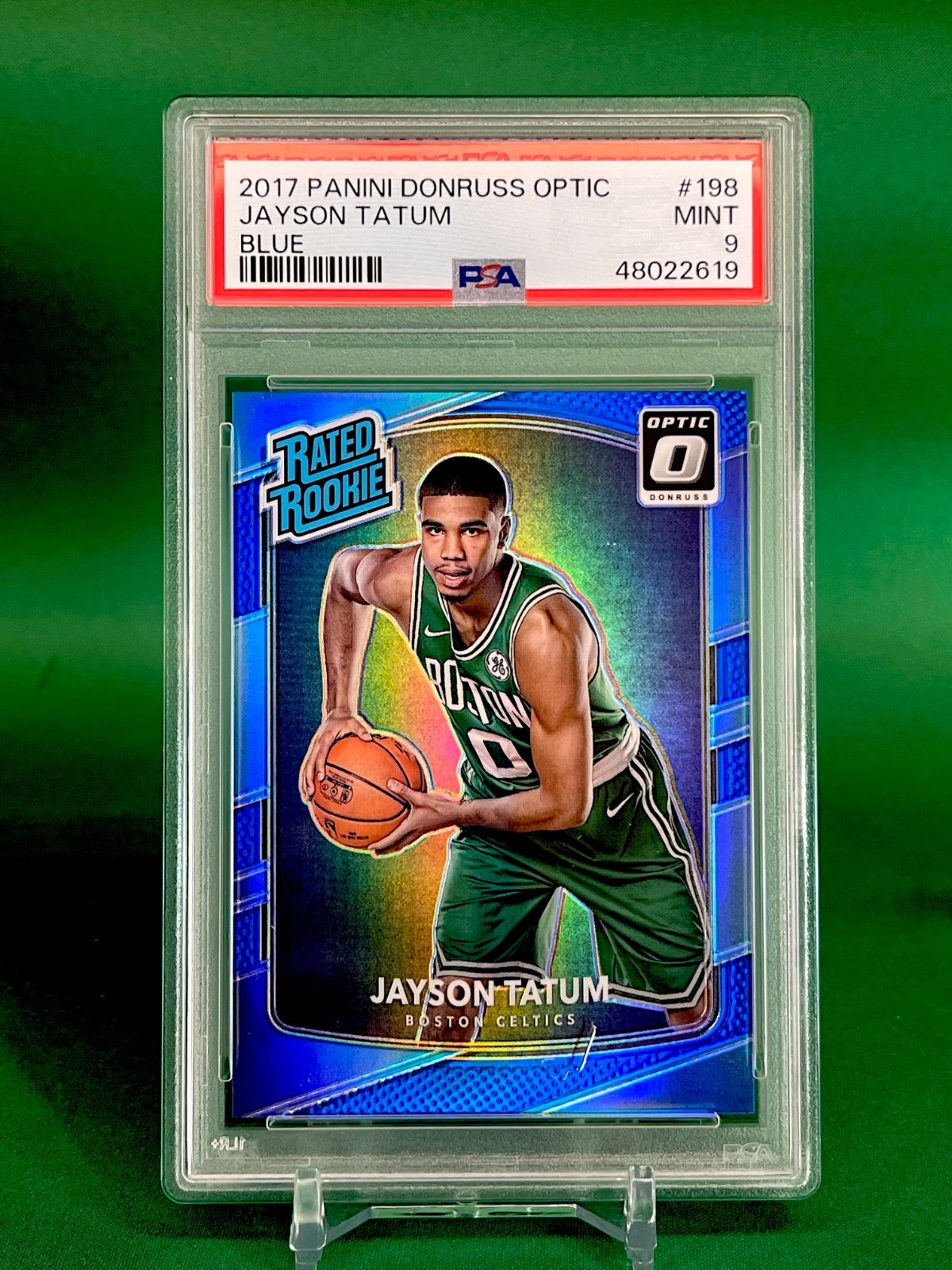 2017-18 Panini Donruss Optic Jayson Tatum Blue /49 Rookie #198 PSA 9🔥🔥Celtics!