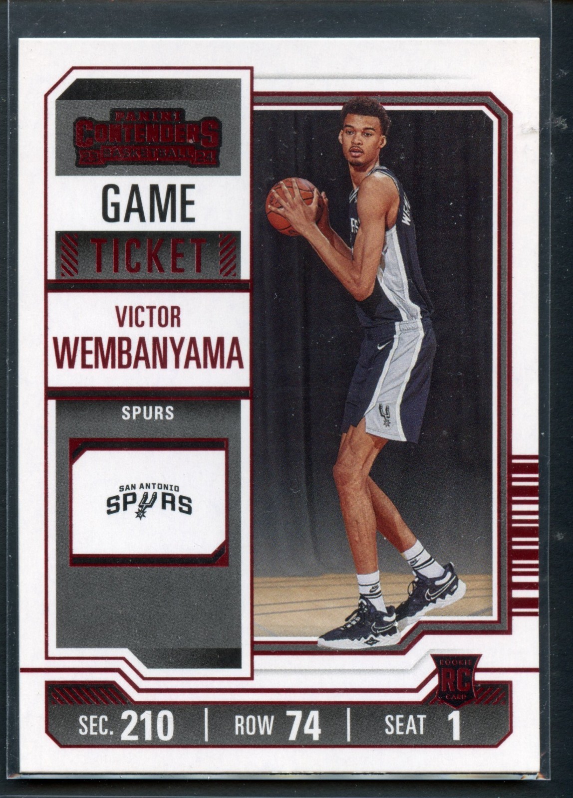 Red Game Ticket Victor Wembanyama Rookie 2023-24 Panini Contenders #11 RC Spurs