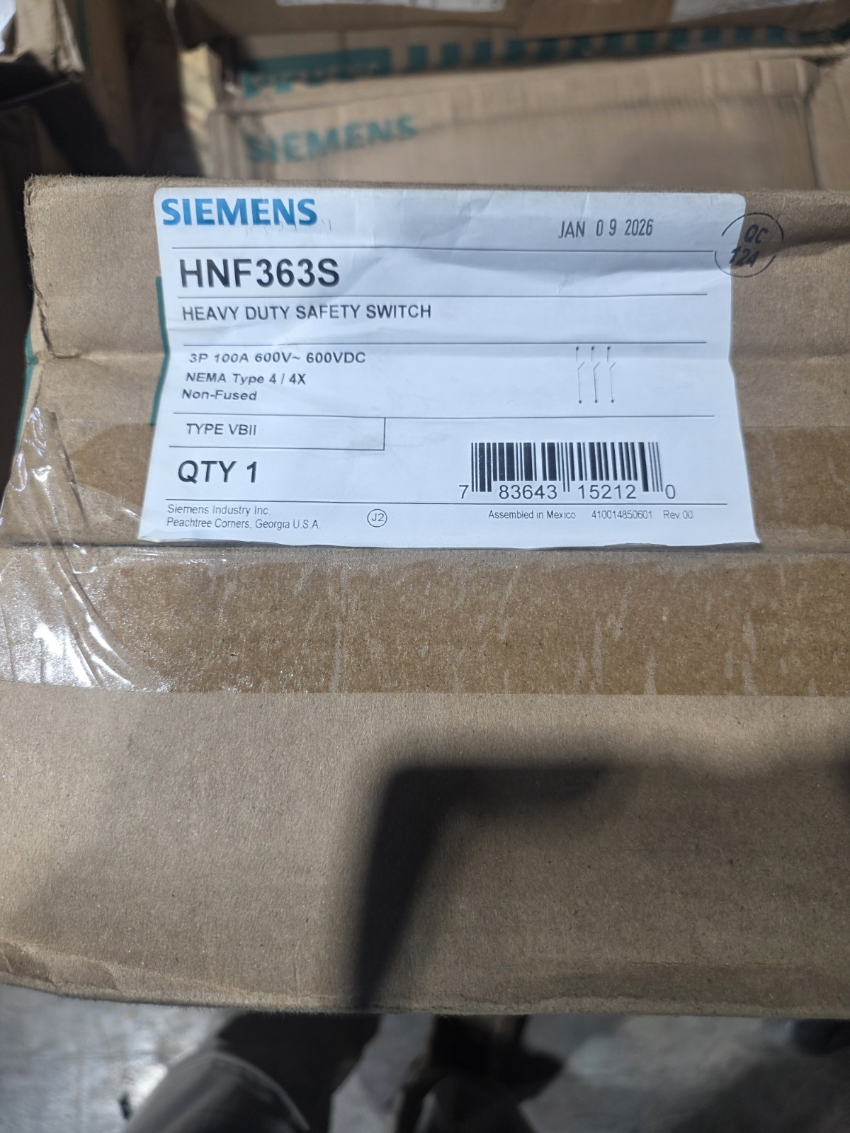 HNF363S SIEMENS STAINLESS STEEL DISCONNECT (7 AVAILABLE) FREE SHIPPING