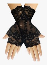 Women Short, Fingerless, Black, Goth, Steampunk, Wrist Gloves
