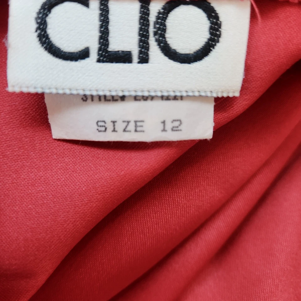 Falda Vintage CLIO Falda Flecos Roja Microfibra Talla 12 Lápiz Recto Western Foto 4 de 4