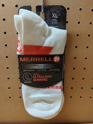 Merrell Mens Ultralight Running Socks Mini Crew Allout Nano Mini XL 12.5-15 New