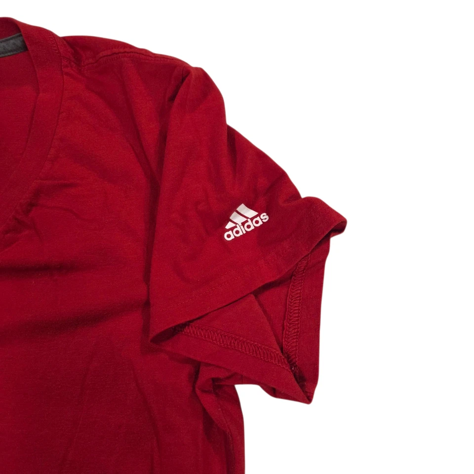Feel Good Tee Adidas Blouse Top Womens L Red Crew Neck Knit V Neck Football - Image 4 of 4