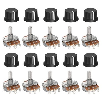 10 Pcs 100K Ohm Rotary Potentiometer WH138 Variable Resistor with 24x15mm Knob