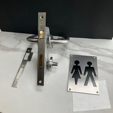 Bathroom door lock, brushed stainless steel handles & thumb turn privacy knob