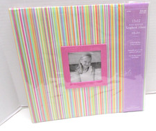 NEW The Paper Studio 12"x12" Post Bound Scrapbook Window Album RAINBOW STRIPED