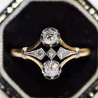 Vintage 1Ct Round Two Stone Diamond Engagement Ring 14K Yellow Gold Over Size 7