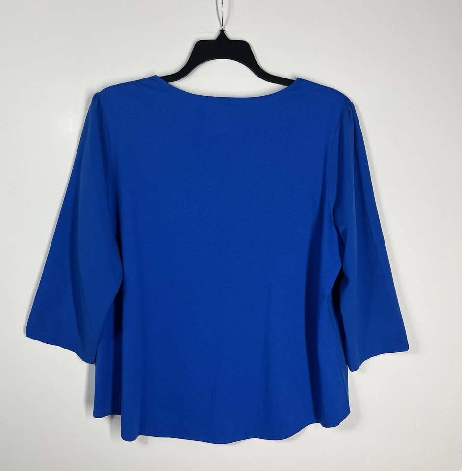 NUEVO CON ETIQUETAS Blusa Van Burden Mujer Talla XXL Azul Chifón Manga 3/4 Negocios Informal Top Foto 2 de 4