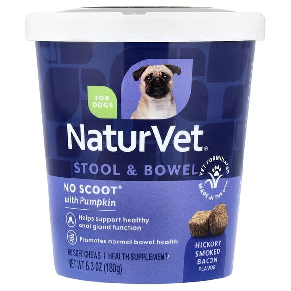 NaturVet No Scoot With Pumpkin For Dogs Hickory Smoked Bacon 60 Soft Chews
