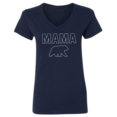 Mama Bear - Cute Silhouette Mothers Day Gift Ladies' V-Neck Tshirt